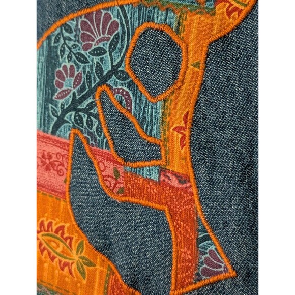 VTG Haiks Sleeveless Denim Shirt Womens Medium Embroidered Southwestern Wolf - Picture 4 of 7